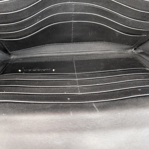 Halogen Black Patent Leather Envelope Style Clutch Wristlet Bag Purse Wallet - Picture 10 of 16